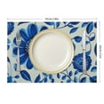 thumbnail image 3 of SHERONV Blue Floral Art Place Mats - Boho Flowers Placemats Set of 4 Teal Blossom Plant Holiday Table Mats  for Party Kitchen Dining 18x12in, 3 of 8