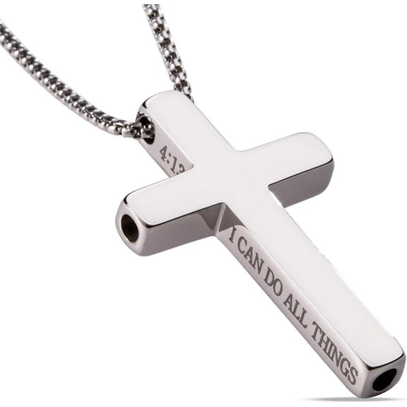 Cross Breathing Necklace, Inspirational Bible Verse Anti-Anxiety Mindfulness Necklace, Premium Stainless Steel Breathwork Tool, Anxiety Relief Items Gift