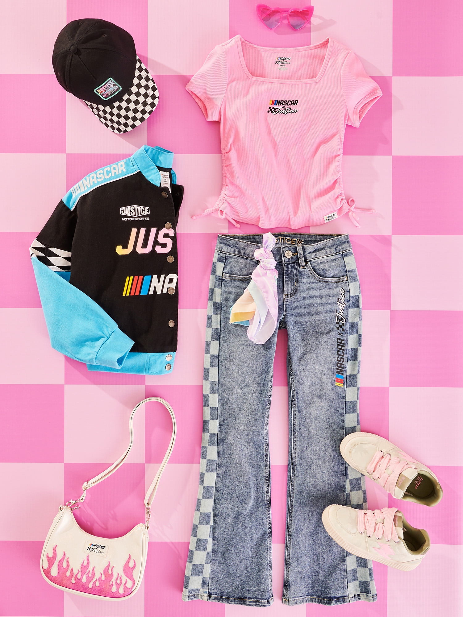 Justice Girl's NASCAR X Justice Collab Short Sleeve Tee, Sizes XS - XLP