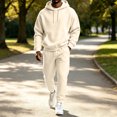 thumbnail image 7 of Zorvxlyn Men 2 Piece Sweatsuits Sets Fleece Hooded Sweatshirt and Sweatpants Jogging Suit Fall Winter Fuzzy Tracksuit Hoodie Suit Set Men's Outfits Beige M, 7 of 7