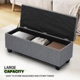thumbnail image 3 of OSM 42 Inch Long Storage Ottoman Bench, Linen Foot Stool Upholstered Foam Padded Rectangular Fabric Tufted Bench Footrest for Living Room Bedroom Entryway with 660 Lbs Capacity, Gray, 3 of 9