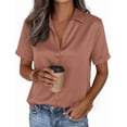 thumbnail image 3 of PRETTYGARDEN Womens Summer Button Down Shirts Short Sleeve Work Tops Dressy Satin Blouses Spring Business Casual Outfits, 3 of 8