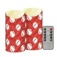 thumbnail image 2 of Red Chevron Baseball Pattern Flameless Candles 2 PCS with Remote Realistic Moving Flame LED Tapered Pillar Set for Home Decor, 2 of 7