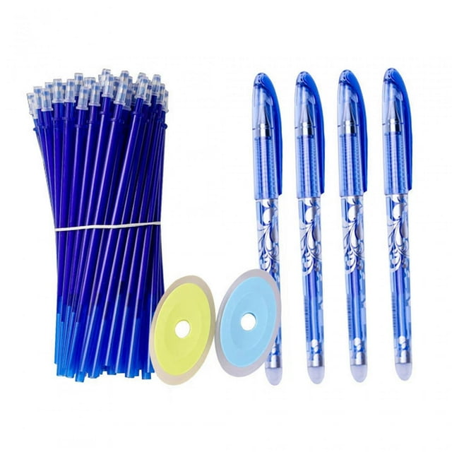 50Pcs Erasable Pen Refills with Pens Writing Stationery for School Business Blue Ink