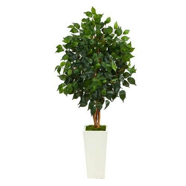 Nearly Natural T2476 4 Pi. Ficus Arbre Artificiel dans la Tour Blanche Planteur