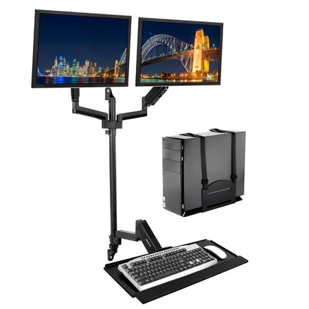 UPC: 0818103025222 | Mount-It! Dual Monitor Wall Mount Workstation | Fits 13-32 Inch Monitors