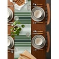 thumbnail image 2 of Dark Green Ombre Stripe Table Runner Cotton Linen 90 Inch Holiday Dresser Scarves,Farmhouse Simple Striped Tablerunner for Kitchen Coffee Dining Bedroom Home Living Room Dinner Scarf Décor 13''x90'', 2 of 9