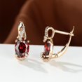 thumbnail image 4 of Trendy 18K Gold Plated Blue Sapphire Stud Earrings with Round and Oval Cut Stones - Perfect for Anniversary and Special Occasions, 4 of 5