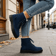 thumbnail image 3 of Bnwani Boots for Women,Winter Boots,Non-slip,Round Toe,Lace-Up,Warm,Navy,36(US:5.5), 3 of 6