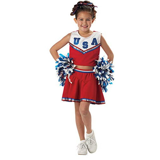 Costumes de Californie Pom-Pom Girl Patriotique Costume pour Enfant, Petit, Rouge