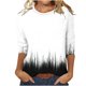 thumbnail image 5 of Camisetas Casuales de las Mujeres de Moda Impresa 3/4 Mangas Blusa Cuello Redondo para el Hogar Y Diario, 5 of 6