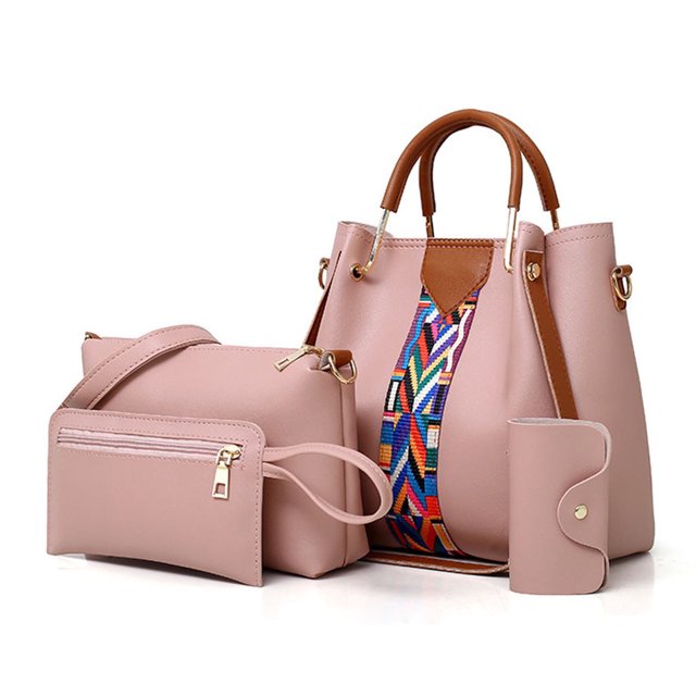 Bolso de mano con estampado retro de color sólido para mujer, 4 unidades, paquete de tarjeta, 2024