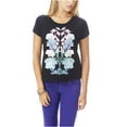 thumbnail image 2 of Aeropostale Womens Flowers Birds Graphic T-Shirt, Black, Juniors, X-Small, 2 of 2