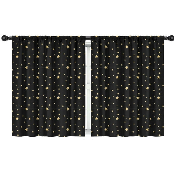 Blackout Kids Curtains,Black Gold Star Pattern Childrens Insulated Curtains Set Of 2,Bedroom Essentials,Toddler Room Decor 42x54in(106x137cm)