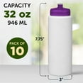 thumbnail image 5 of HDPE Plastic Leak-Free Bottles 32 oz. Set of 10, Bulk Pack - BPA Free, Great for Gym, Camping, Backpacking, School - Trans Purple, 5 of 5
