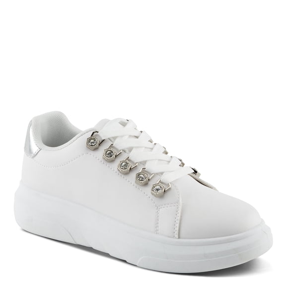 PATRIZIA Women's Leontine Sneakers with D-Ring Metallic Eyelets, Crystal Embellishments, and Comfortable Fit