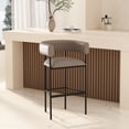 thumbnail image 2 of Onda Contemporary Vegan Leather Metal Upholstered Barstool in Taupe, 2 of 12