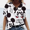 thumbnail image 2 of Camisetas estéticas con cuello en V para mujer, camisetas con estampado gráfico de Mickey Mouse de Disney, camisetas de manga corta Harajuku Y2k, ropa femenina, 2 of 5