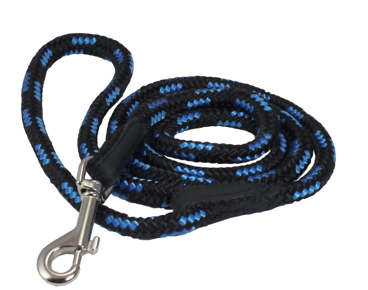 Dogs My Love 6ft Long Braided Rope Dog Leash Blue with Black 6 Sizes