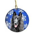 thumbnail image 1 of Belgian Sheepdog Winter Snowflakes Holiday Ceramic Ornament, 1 of 1