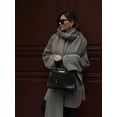 thumbnail image 2 of Nuevo Chaqueta elegante de mezcla de lana con cuello de bufanda para mujer, abrigo elegante de gran tamaño con botones, abrigo de longitud media para mujer, 2 of 5