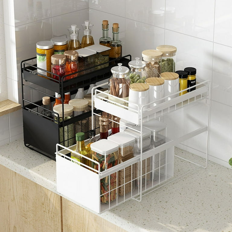 Kitchen Organizer,Stackable Under Sink Cabinets with Sliding Storage Drawer,Pull  Out Cabinets Shelf,Sliding,Countertop Basket - AliExpress