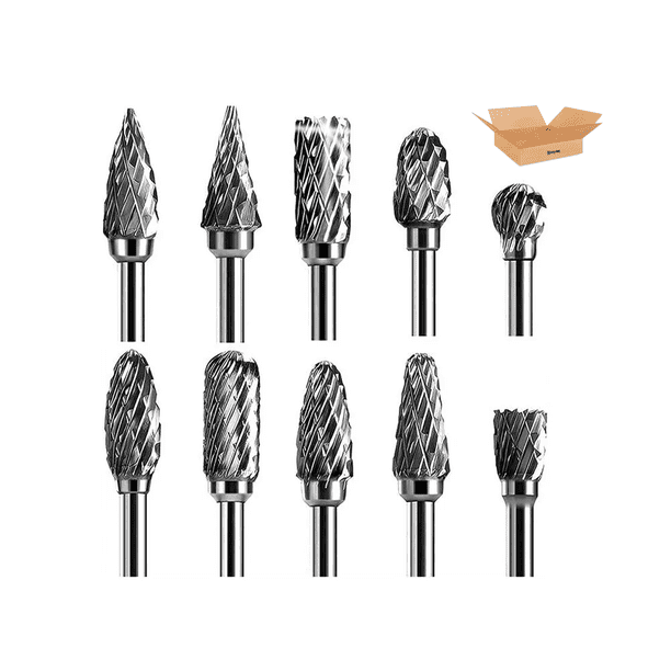 Kit Fresas Brocas Bloosom Para Madera Metal Dremel Mototool 10 Uds Plata