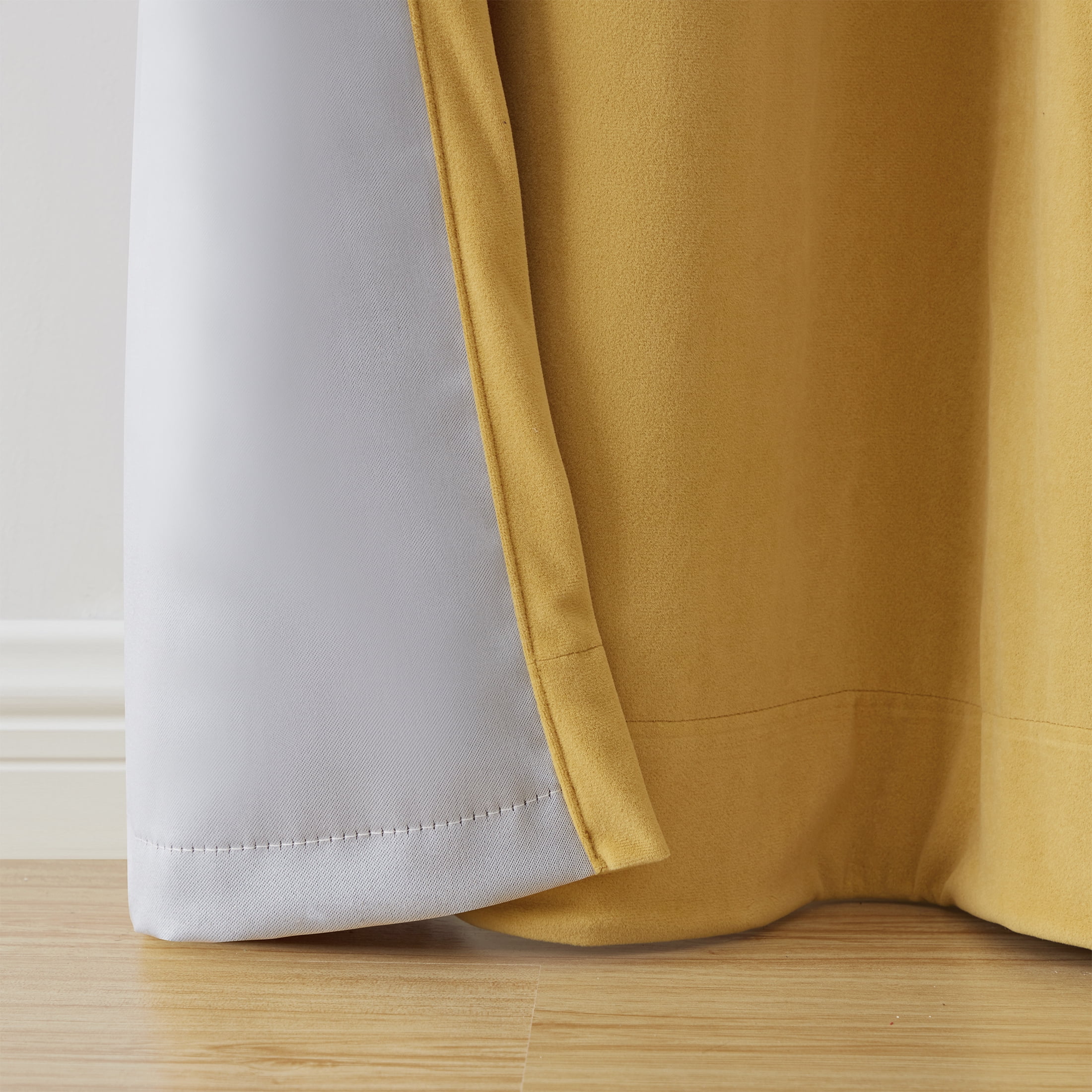 Better Homes & Gardens Velvet Grommet Blackout Single Curtain Panel, Yellow, 52" x 95"