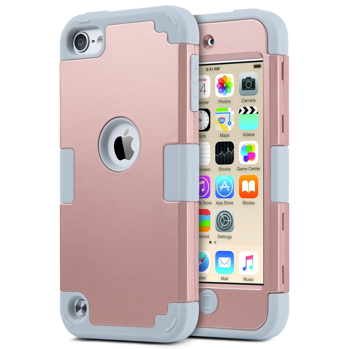 Ipod 6 Case Ipod Touch 5 Case Ulak 3 Piece Shock Absorbing Hybrid Phone Hard Case Cover For Apple Ipod Touch 6 6th 5 5th Gen Rose Gold Grey Walmart Com Walmart Com