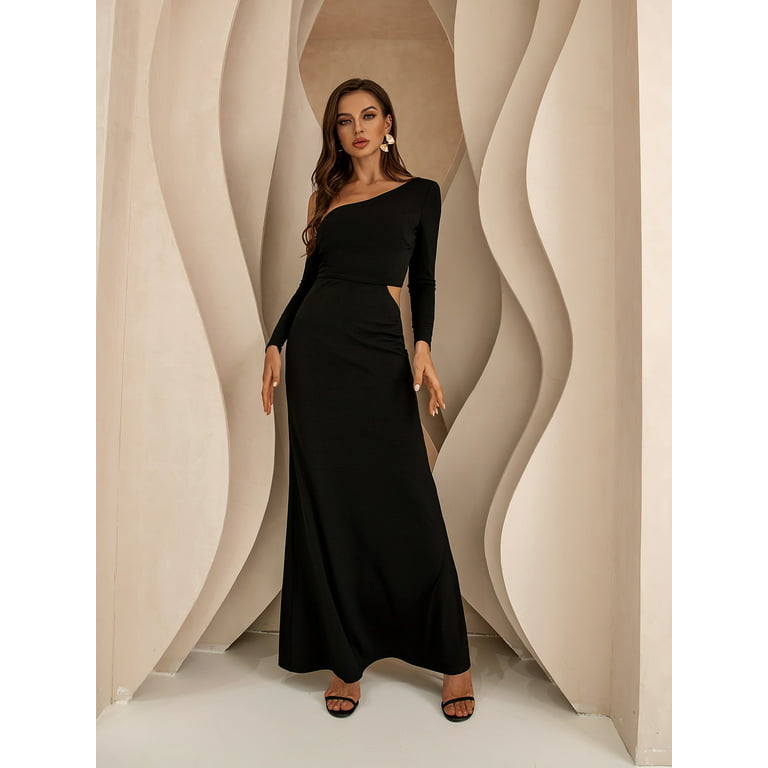 Black Long Sleeve Dress - Sexy Maxi Dress - Black Bodycon Dress