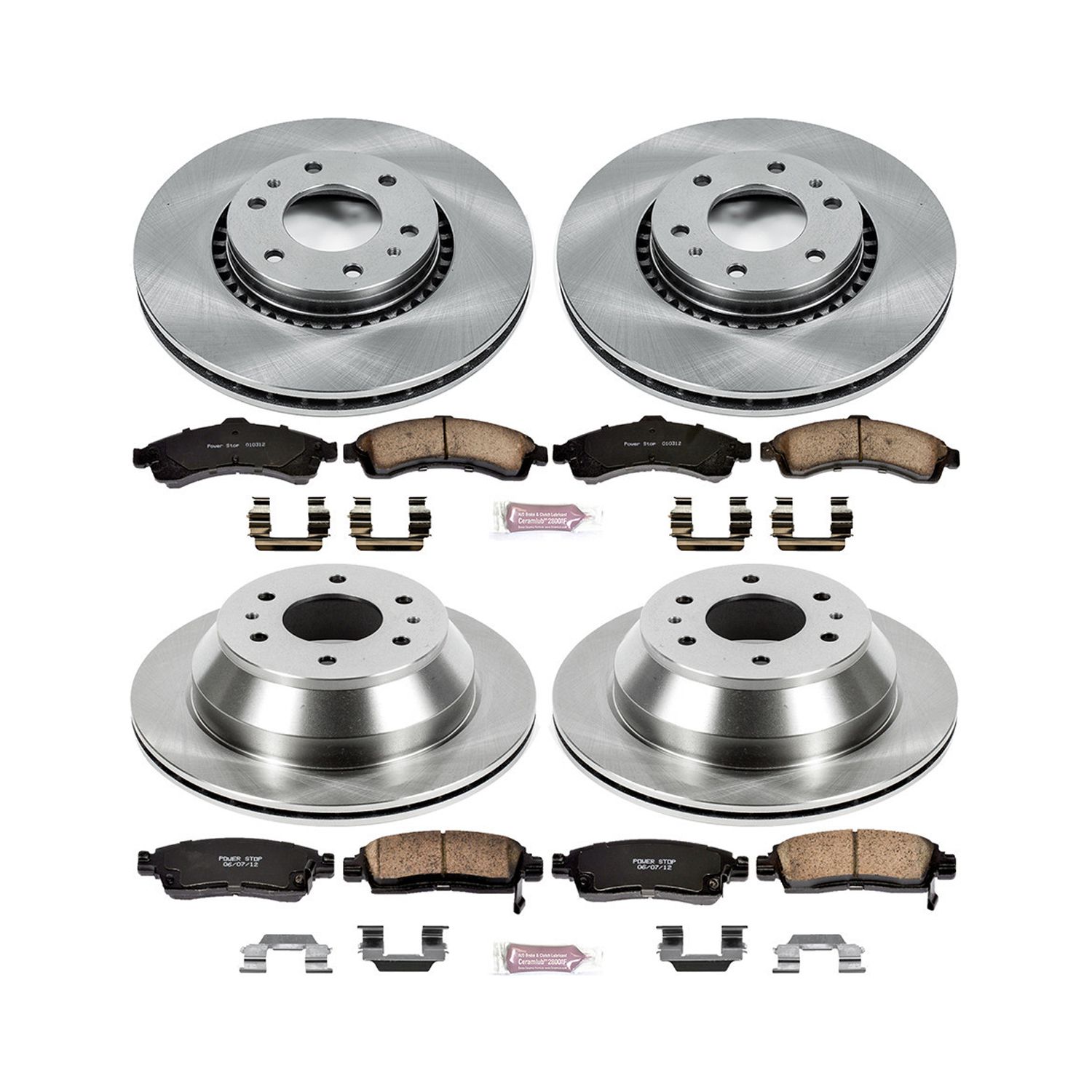 Power Stop Front and Rear Stock Replacement Brake Pad and Rotor Kit KOE2062