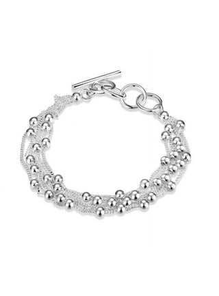 Knotted Links Sterling Silver Toggle Bracelet For Woman 