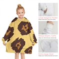 thumbnail image 6 of Yellow and Brown Of Leopard Print Blanket Hoodies for Kids 6-13YR Oversize Wearable Blanket Hoodies for Boys Girls Teens, 6 of 7