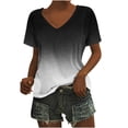 thumbnail image 2 of Fiudx Liquidación de Ahorros de Verano Camisetas Holgadas de Manga Corta con Cuello En V Informales con Estampado de Moda para Mujer, 2 of 5