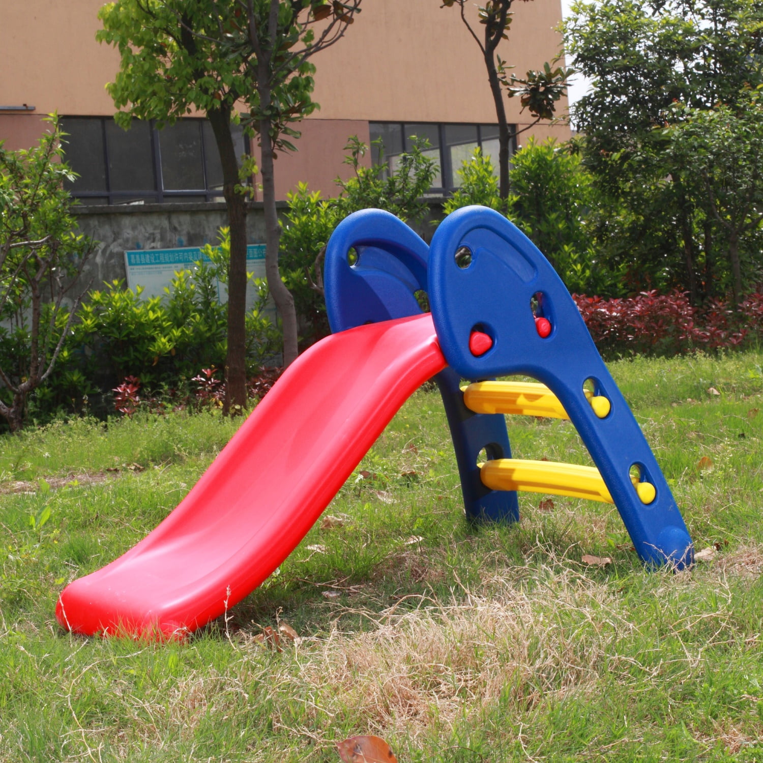 CIPACHO Kids Plastic Foldable Slide, Indoor Outdoor Play Climber Slide Playset, Red