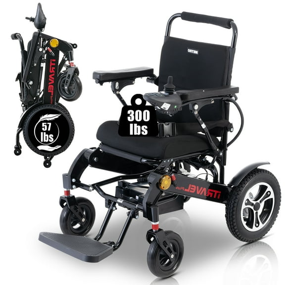 Segmart Lightweight Electric Wheelchairs for Adults, Segmart Compact Foldable Power Wheelchair with Memory Gel Seat Cushion, 20AH Battery, Intelligent Control system, Black