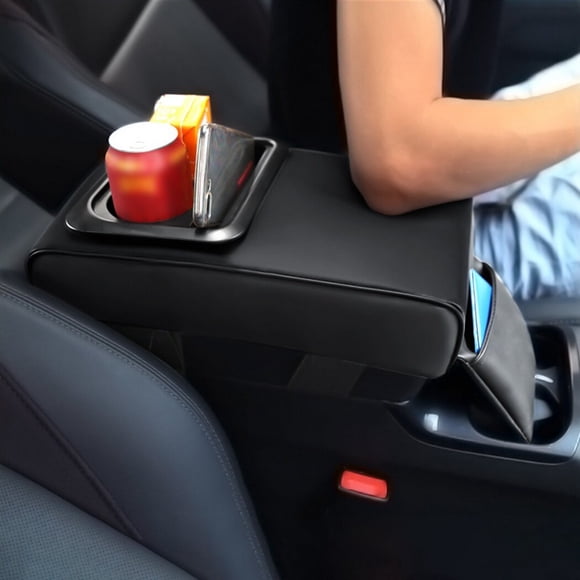 Auto Center Console Armrest Pillow, Car Armrest Cover Cushion with Cup and Phone Holder, Memory Foam Armrest Cushion Universal Fit for Most Cars