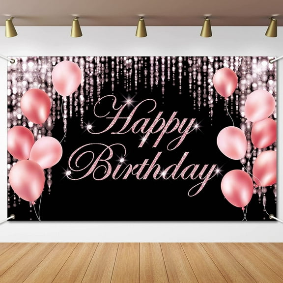 Pink Happy Birthday Decoration Pink Birthday Banner Backdrop Large Happy Birthday Yard Sign background It's My Birthday Backdrop Baby Shower Party Indoor Outdoor Decorations Supplies for Women Girls