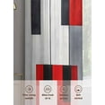 thumbnail image 6 of Red Black Color Block Sheer Curtains 45 Inches Long 2 Panels Retro Modern Light Filtering Semi Sheer Window Curtains Drapes for Bedroom Living Room 52"x45", 6 of 7