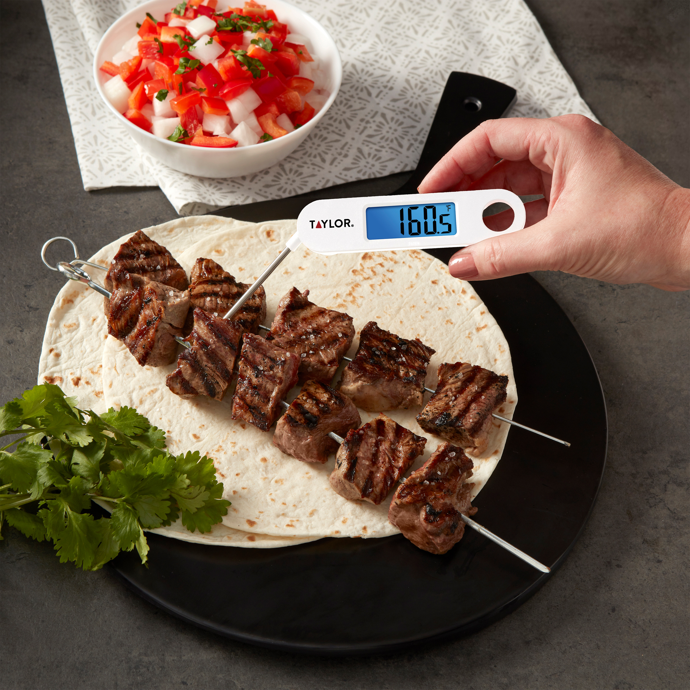 Taylor Digital Folding Probe Meat Thermometer, White photo 6