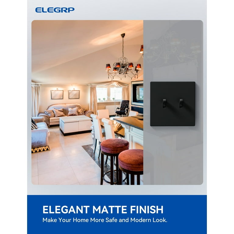 ELEGRP 2-Gang Screwless Decorative Wall Plates, Mid-Size Cover Plates