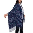 thumbnail image 4 of ZNDUO Maze Stripes Lines Blue Pattern Pashmina Shawls，Wraps Winter Warm Soft Scarf for Women, 4 of 8