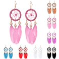 thumbnail image 2 of Women Earrings Bohemian Style Hoop Fake Feather Drop Earrings Dangle Earrings, 2 of 10