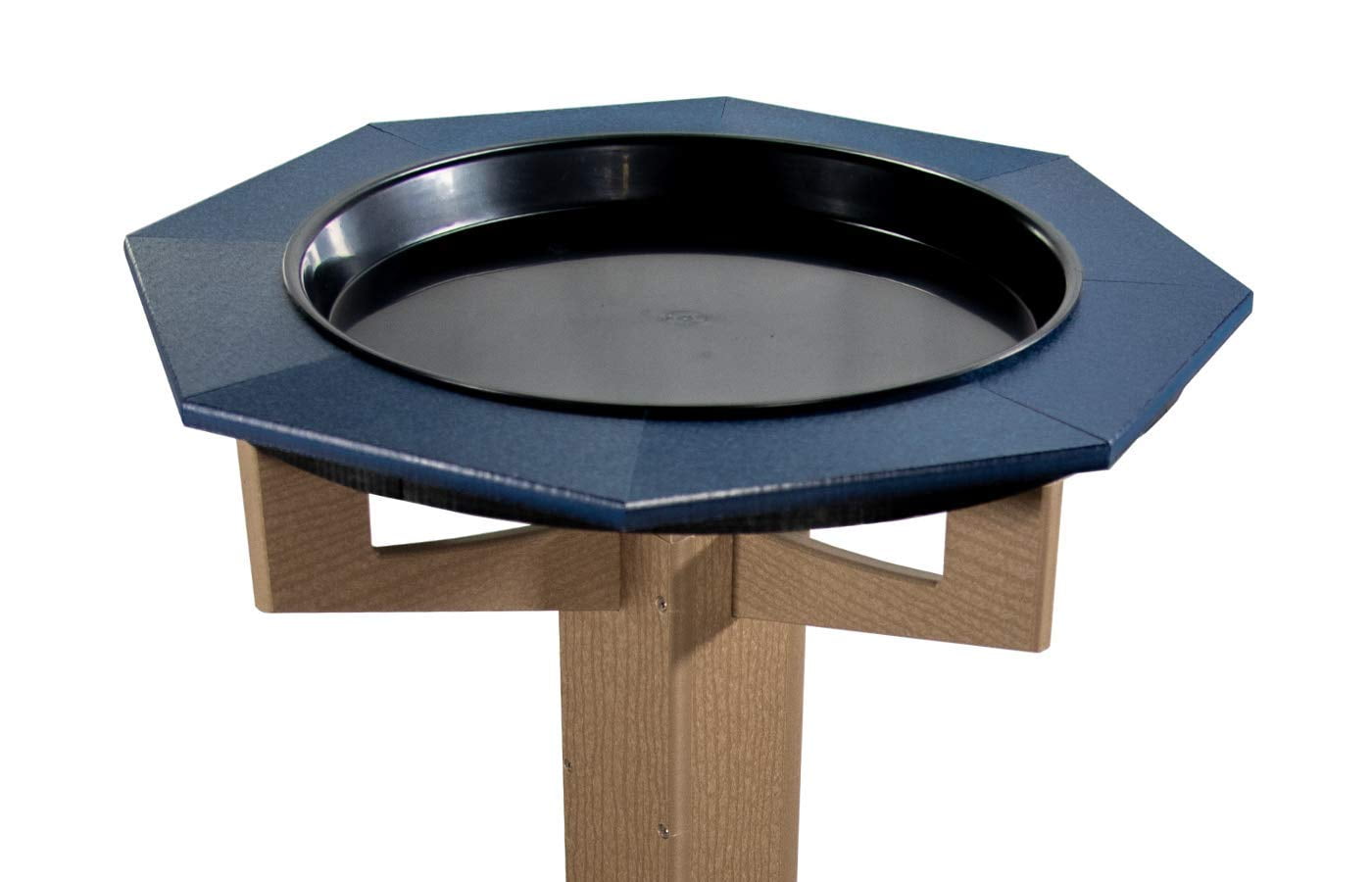 JCs Wildlife Poly Lumber Tan Pedestal Garden Bird Bath (Blue)