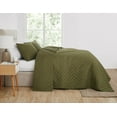 thumbnail image 5 of Cannon Cannon Solid Oversized Percale Quilt Set 100% Cotton  3 Piece Full/Queen Quilt Set in Olive Green, All Season, Adult Size, OEKO-TEX Certified, 5 of 7