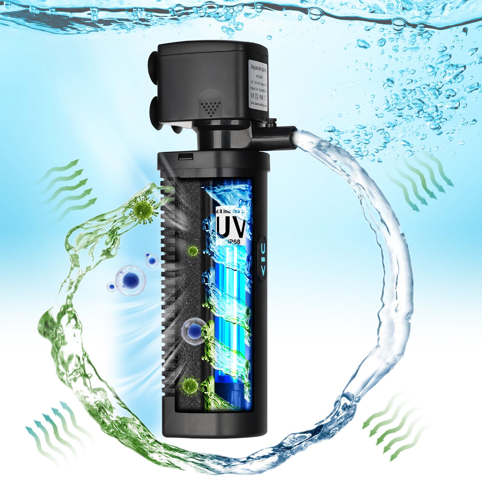 TARARIUM 200GPH UV Aquarium Filter for 20-75 Gallon Tanks photo 8