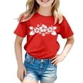 thumbnail image 1 of PMVFHDE Hauts à Manches Courtes pour Fille T-Shirts Graphiques pour Fille T-Shirts Amples d'Été pour Fille T-Shirts Imprimés Garçon et Fille Col Rond Manches Courtes Amples T-Shirt Rouge, 10-11 Ans, 1 of 3