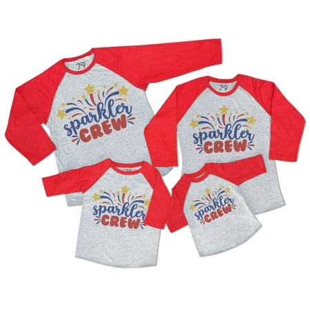 

7 ate 9 Apparel Matching Family 4th of July Shirts - Fireworks Sparkler Crew Red Shirt 18 Months