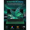 thumbnail image 4 of Rumtuk 16" Green Laptop,16 GB RAM,1 TB SSD,Core i3-7020 CPU,Win 11 Pro/Office 2019,FHD IPS Display,Backlit KB,Fingerprint,USB 3.0,HDMI,WiFi,Bluetooth,Notebook Computer for Work Study and Play, 4 of 9