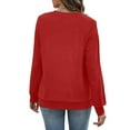 thumbnail image 4 of Crewneck Fall Sweatshirts for Women Trendy Plain Long Sleeve Shirts Pullover Tops with Pockets, 4 of 7